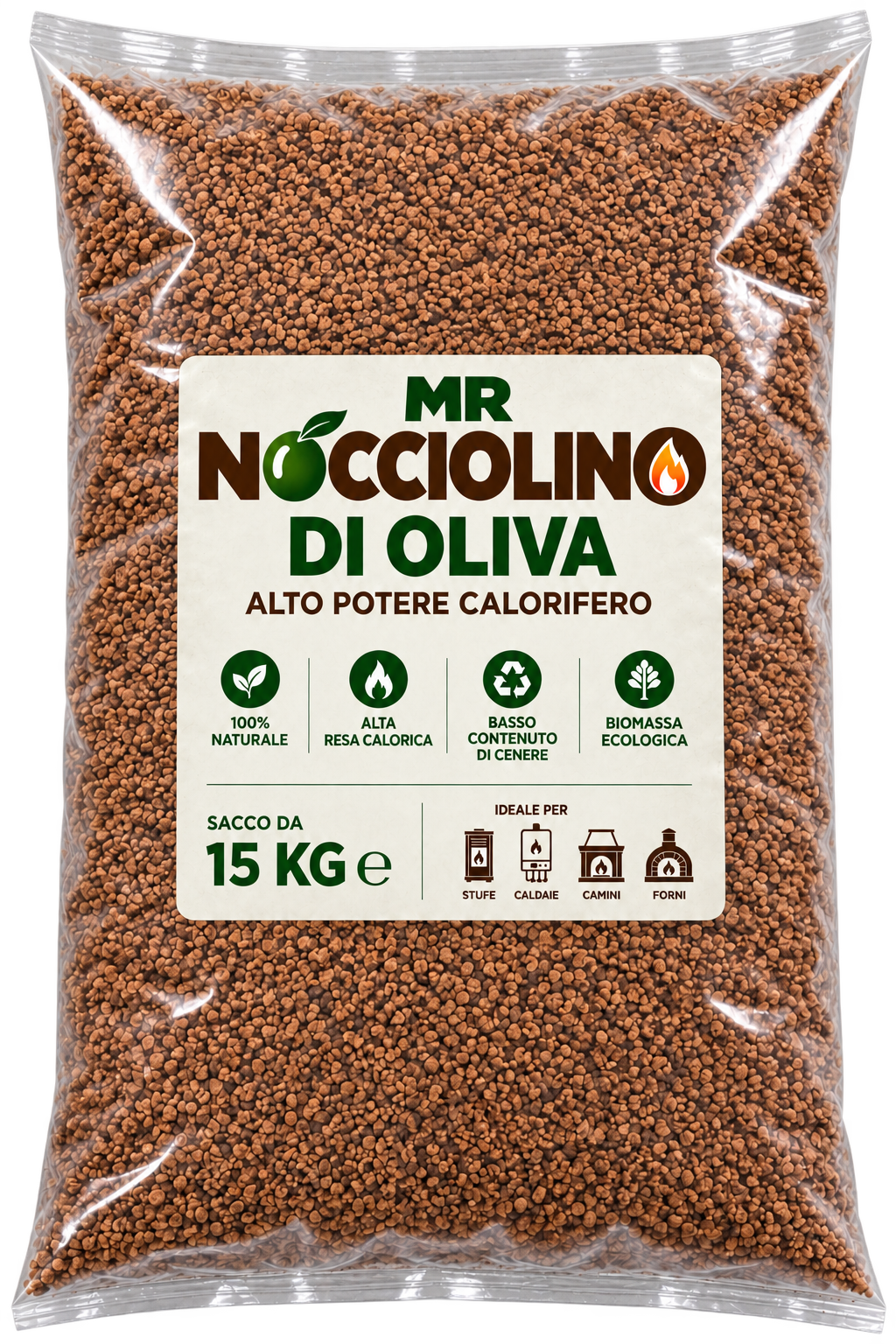 Sacco da 15 kg di nocciolino di oliva MR NOCCIOLINO